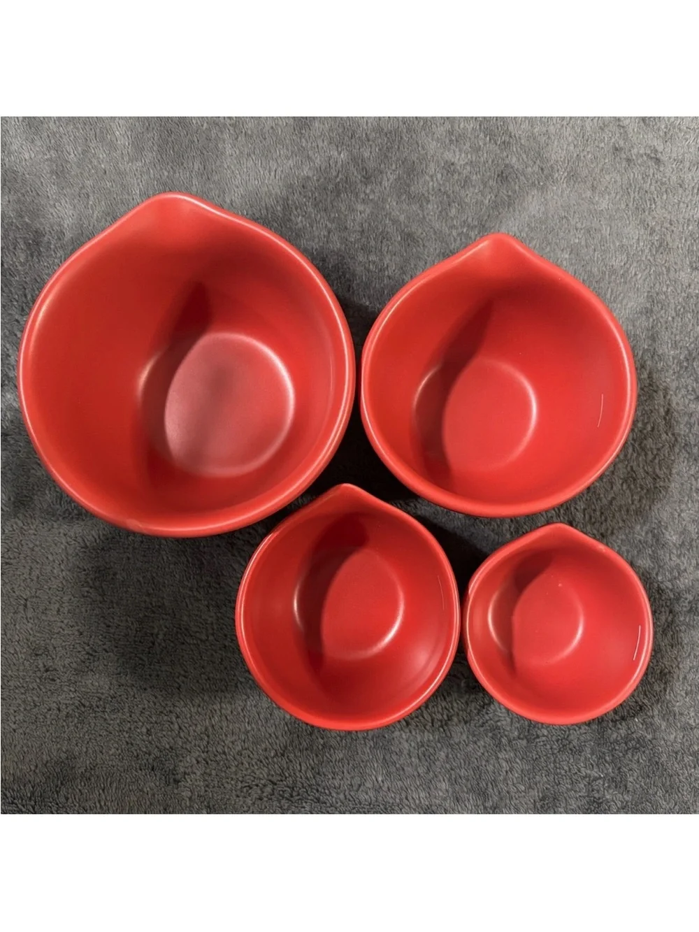 Set Of 4 RAE DUNN Peppermint Candy Measuring Cups Christmas Matte Red MCs NEW